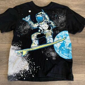 Sz 10/12 Black Astronaut Graphic Kids T-Shirt